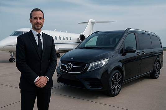 Private chauffeur shuttle service LFBZ private aviation